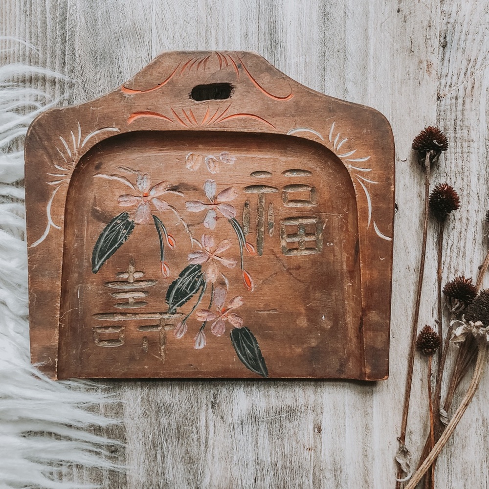 Vintage Asian wood Dust Pan